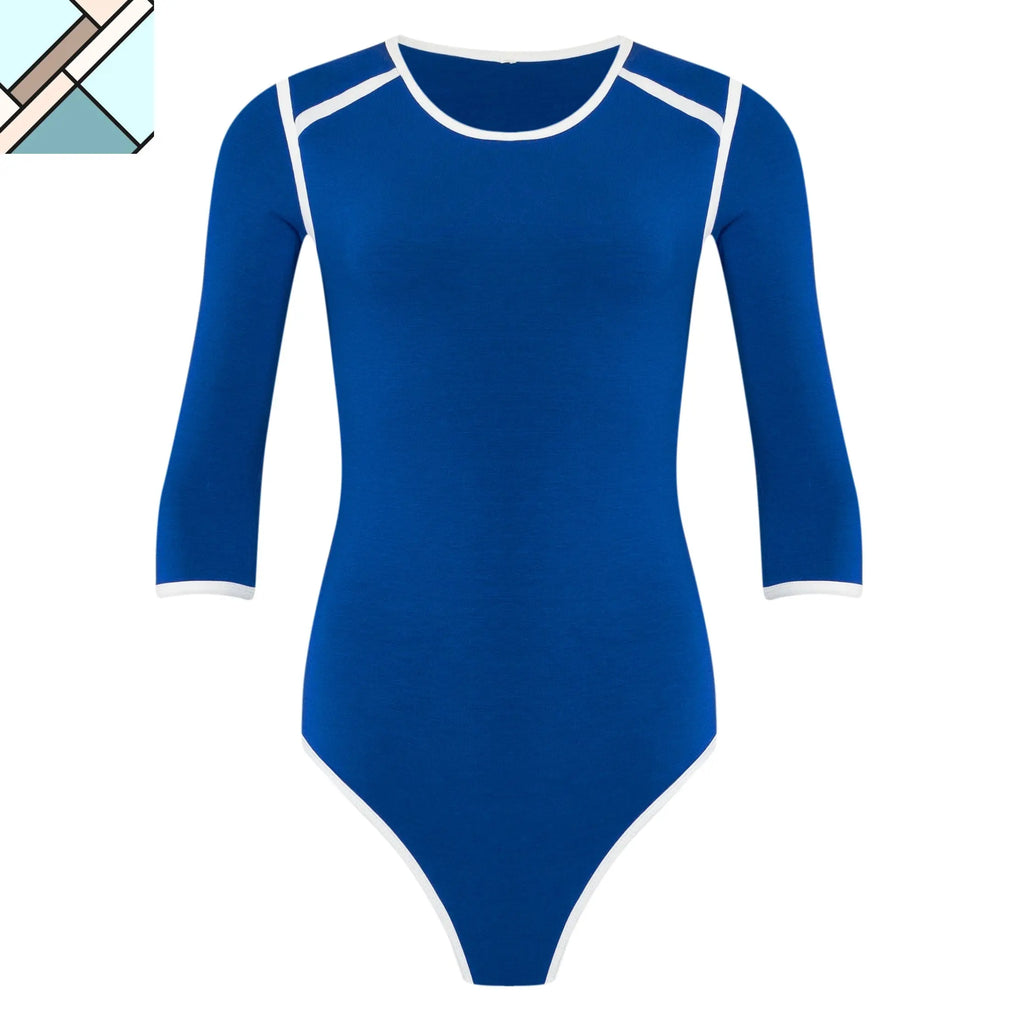 Girl Two tone Eco Bodysuit in Sea Blue by BrunnaCo BRUNNA CO