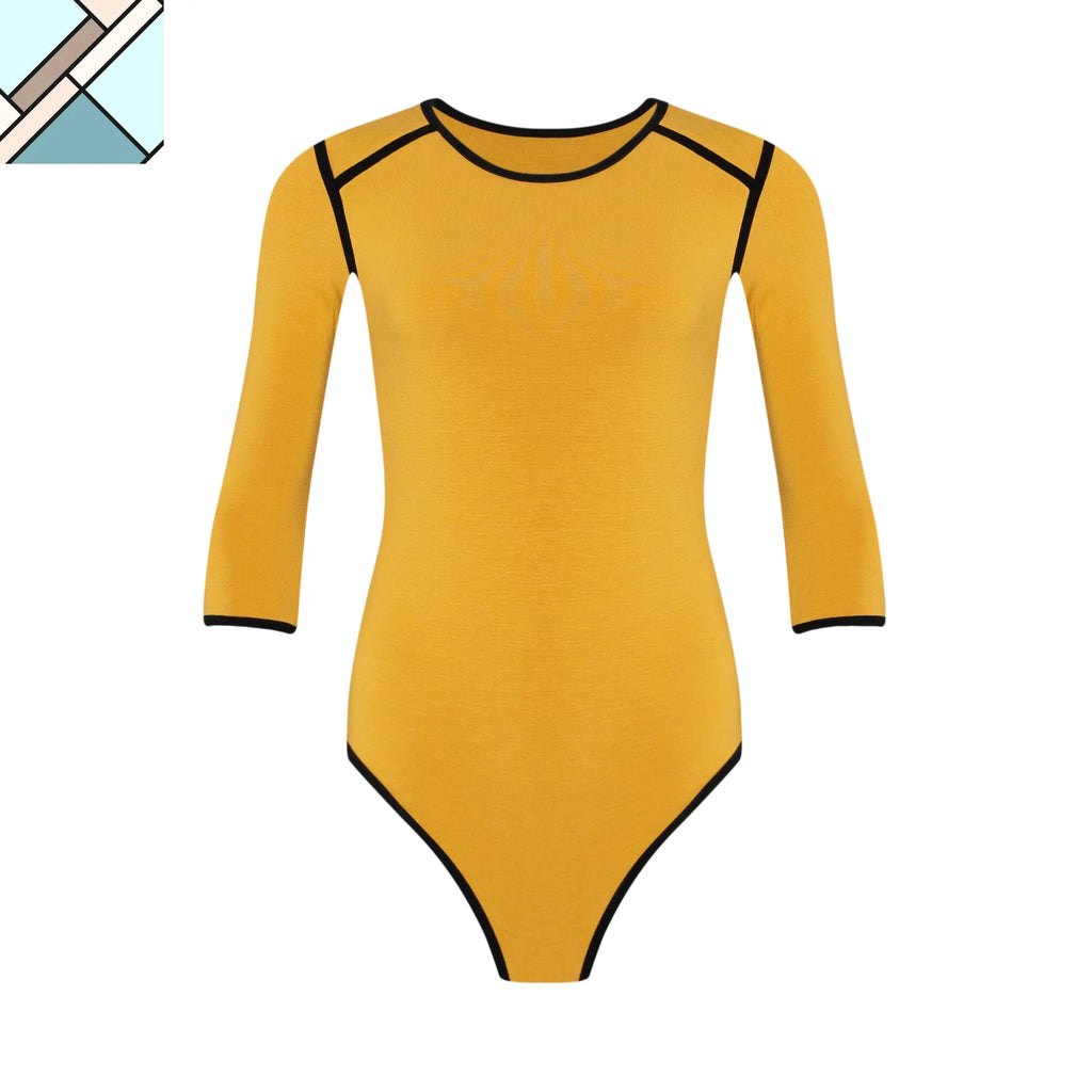 Girl Two tone Eco bodysuit in Canary Yellow by BrunnaCo BRUNNA CO