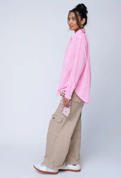 Good Boyfriend Shirt - Menswear Stripe Neon Pink by And For Good And For Good