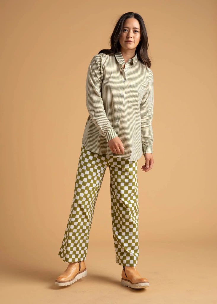 Good Boyfriend Shirt - Menswear Stripe Olive Oil by And For Good And For Good