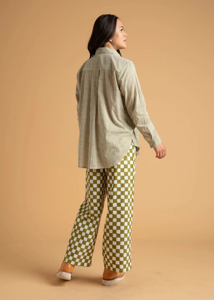 Good Boyfriend Shirt - Menswear Stripe Olive Oil by And For Good And For Good