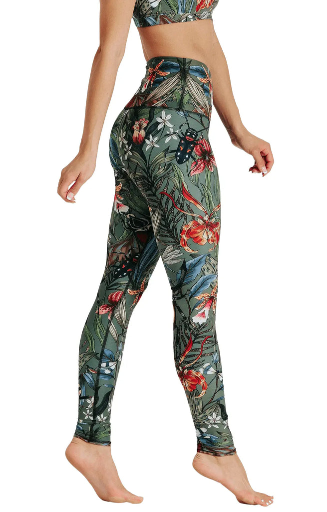 Green Thumb Printed Yoga Leggings by Yoga Democracy Yoga Democracy