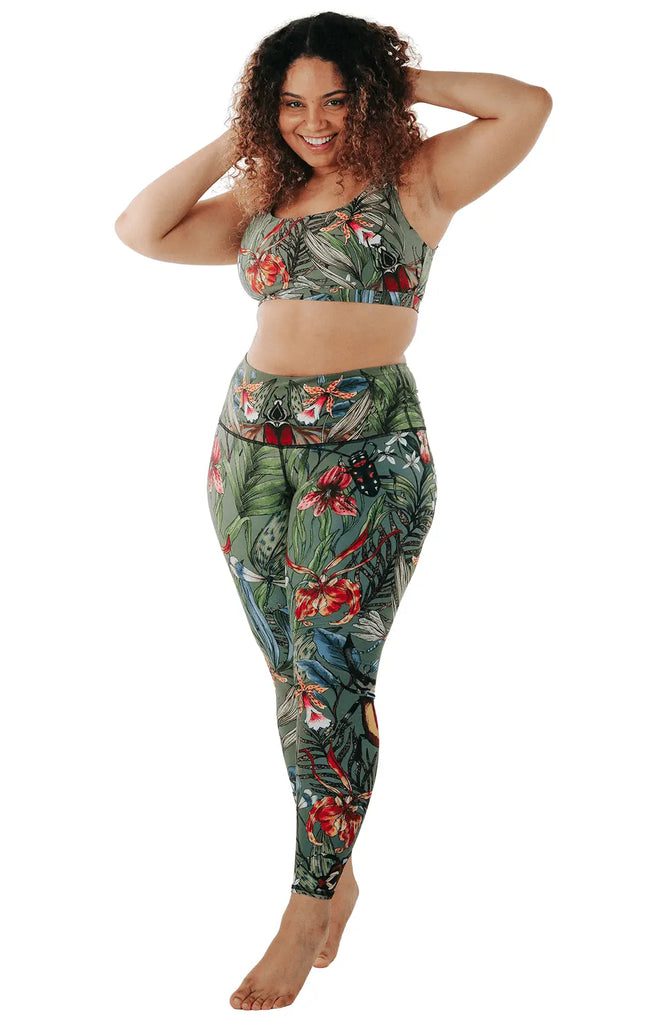 Green Thumb Printed Yoga Leggings by Yoga Democracy Yoga Democracy