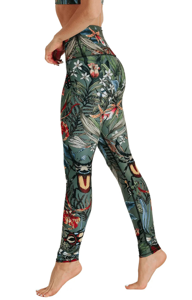 Green Thumb Printed Yoga Leggings by Yoga Democracy Yoga Democracy