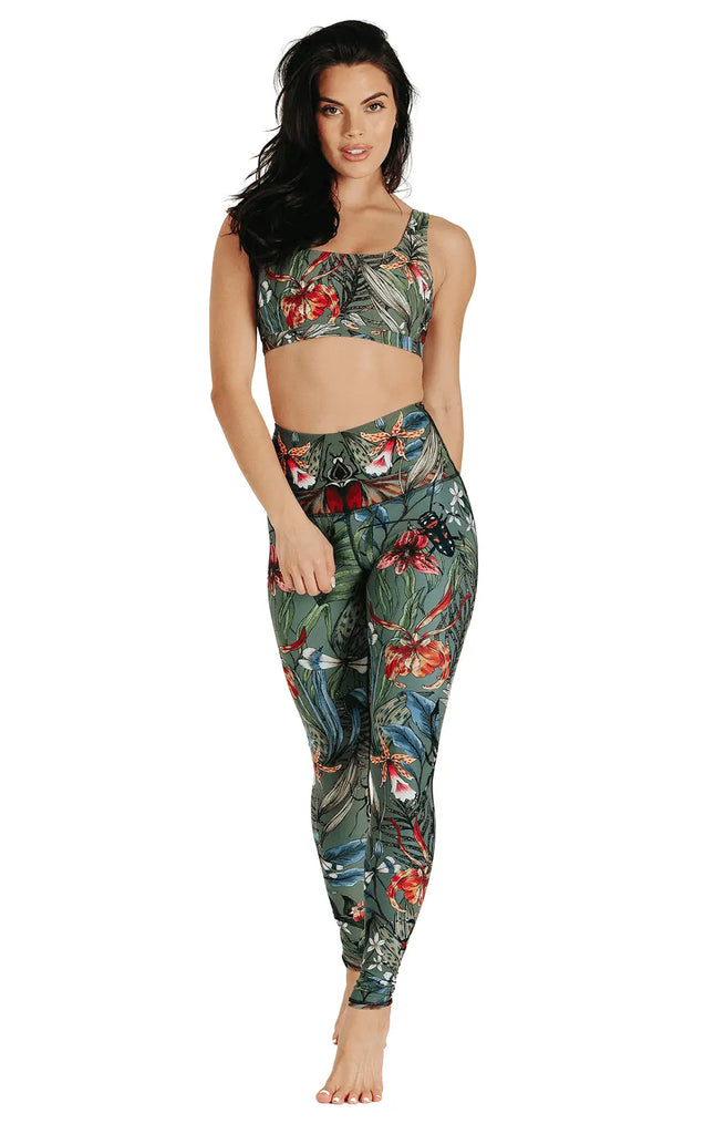 Green Thumb Printed Yoga Leggings by Yoga Democracy Yoga Democracy