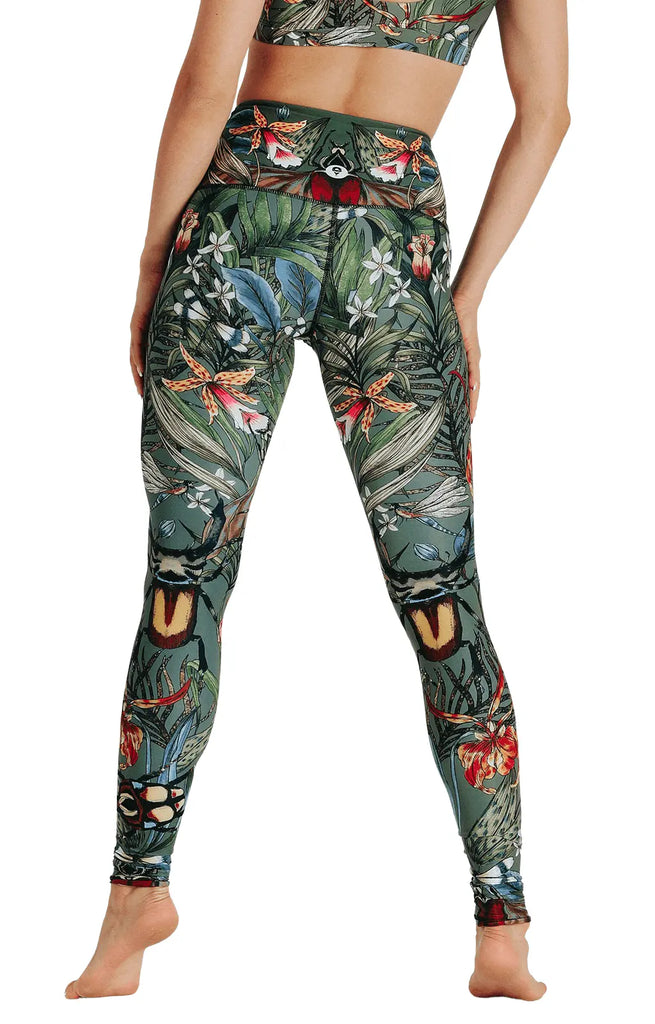 Green Thumb Printed Yoga Leggings by Yoga Democracy Yoga Democracy