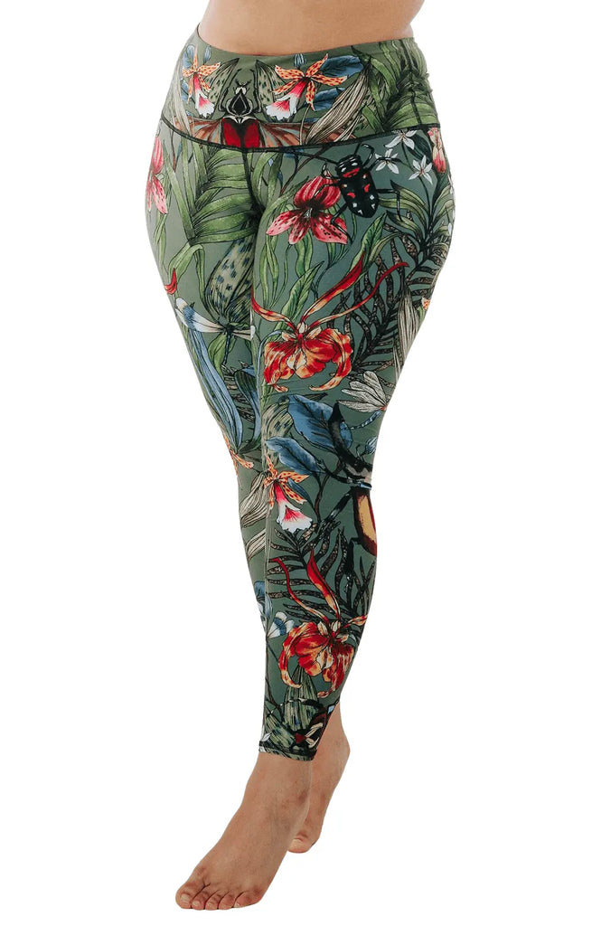 Green Thumb Printed Yoga Leggings by Yoga Democracy Yoga Democracy
