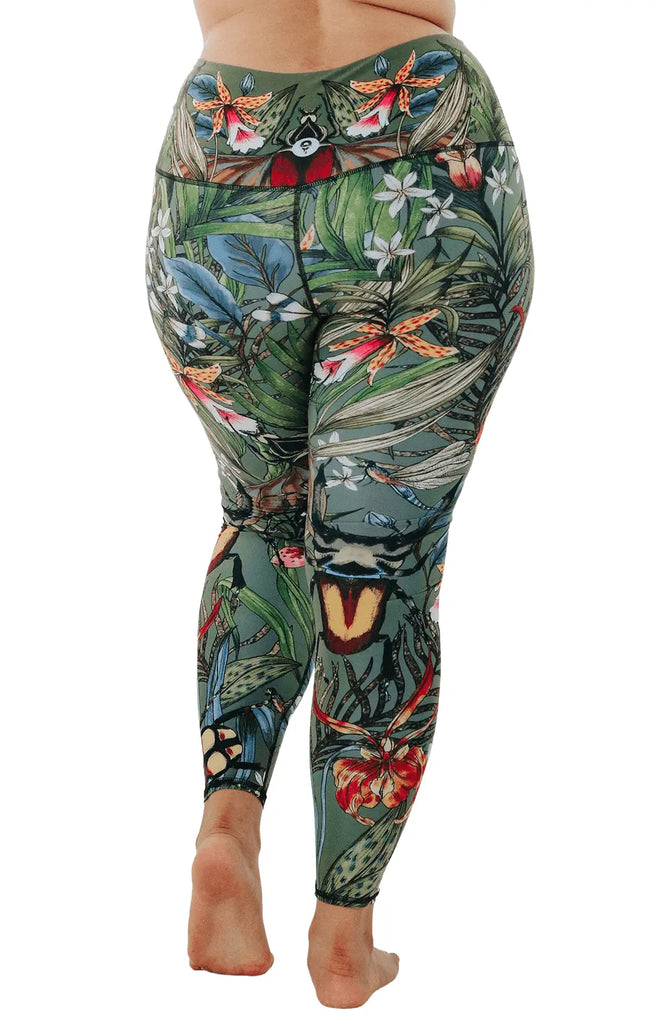 Green Thumb Printed Yoga Leggings by Yoga Democracy Yoga Democracy
