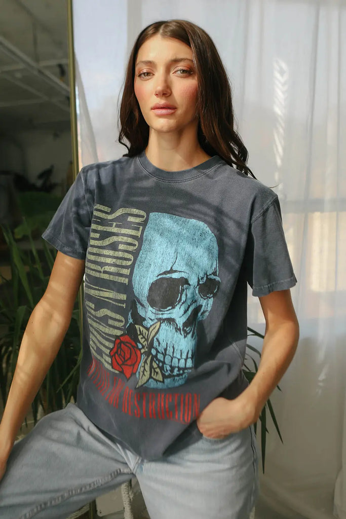 Guns N Roses Flower Skull Tee by People of Leisure People of Leisure