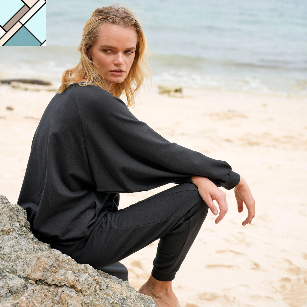 Haley Bamboo Fleece Sweaters, in Black by BrunnaCo BRUNNA CO
