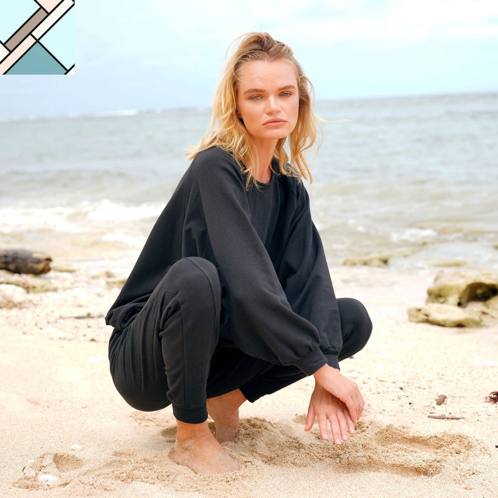 Haley Bamboo Fleece Sweaters, in Black by BrunnaCo BRUNNA CO