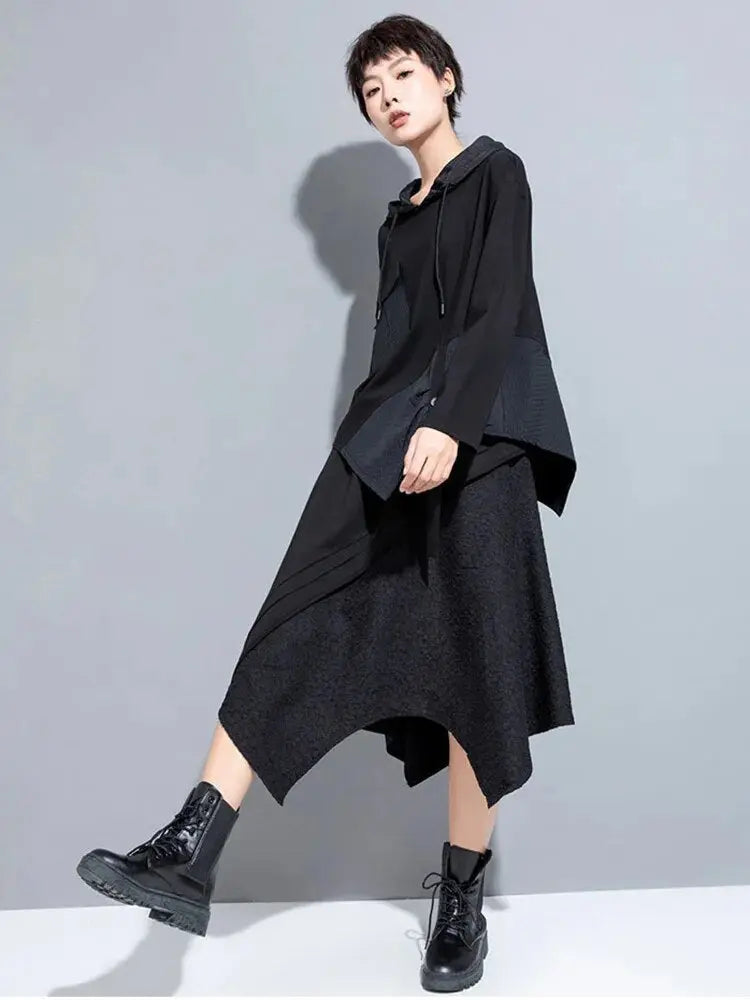 Hamarna Pocket Rouched Hoodie - Black by Marigold Shadows Marigold Shadows