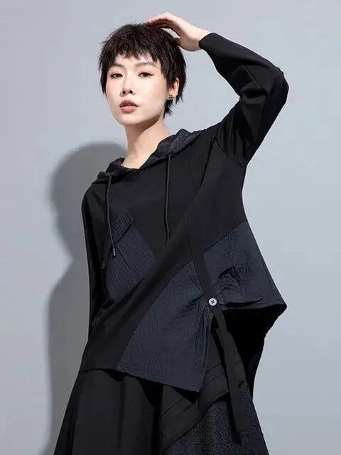 Hamarna Pocket Rouched Hoodie - Black by Marigold Shadows Marigold Shadows