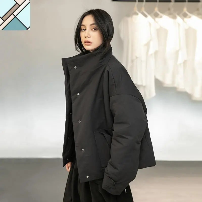 Hanami Stand Collar Cotton Padded Coat by Marigold Shadows MARIGOLD SHADOWS