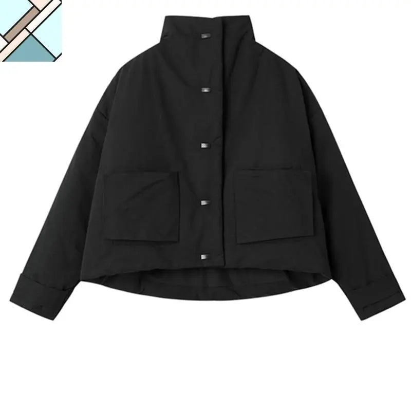 Hanami Stand Collar Cotton Padded Coat by Marigold Shadows MARIGOLD SHADOWS