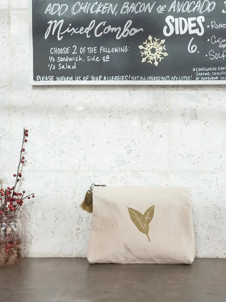 Hand Screen Printed Cotton Canvas Pouch - Nature by KORISSA KORISSA