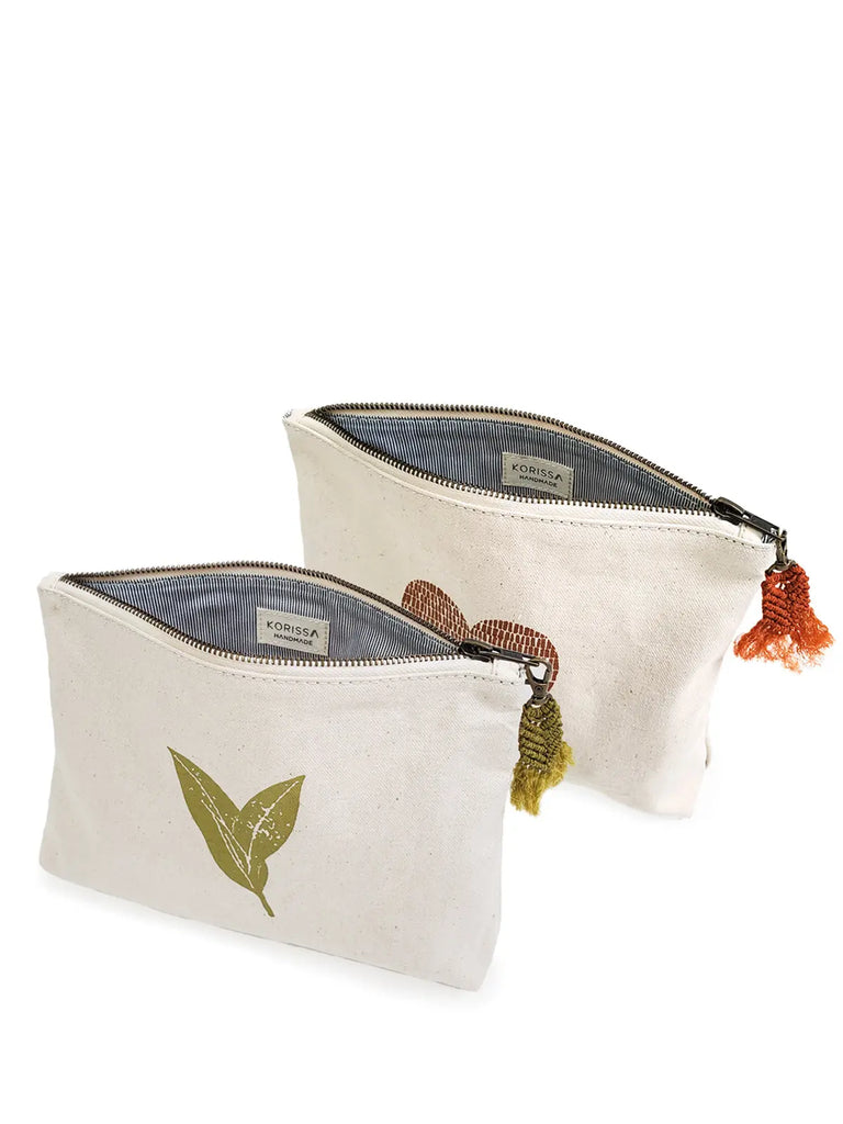 Hand Screen Printed Cotton Canvas Pouch - Nature by KORISSA KORISSA