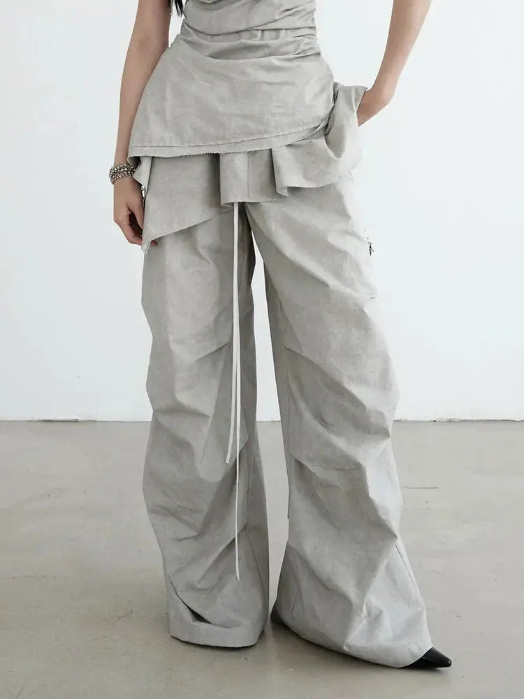 Hantuki Drawstring Layered Pants by Marigold Shadows Marigold Shadows