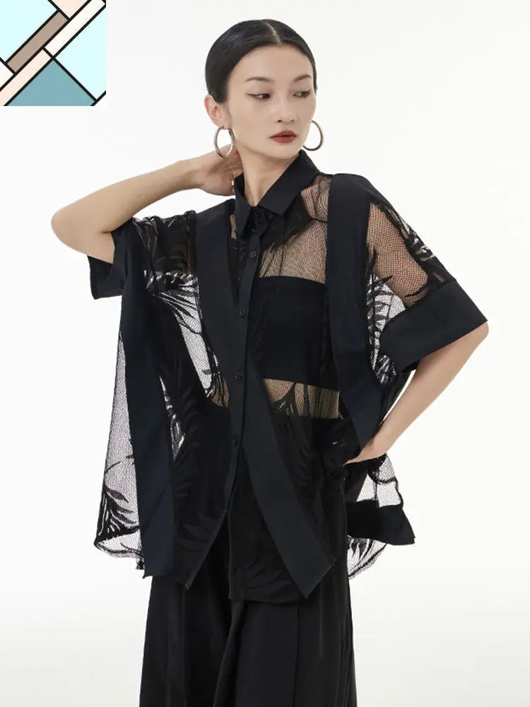 Hayato Sheer Leaf Blouse - Black by Marigold Shadows MARIGOLD SHADOWS