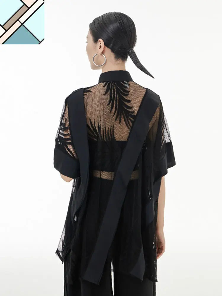 Hayato Sheer Leaf Blouse - Black by Marigold Shadows MARIGOLD SHADOWS