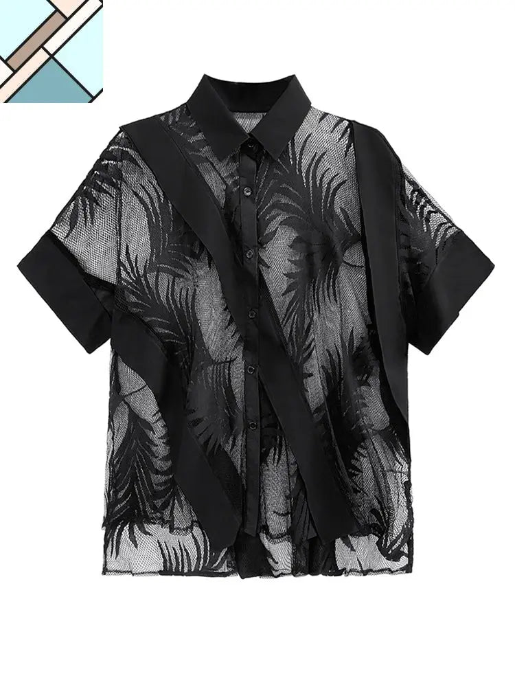 Hayato Sheer Leaf Blouse - Black by Marigold Shadows MARIGOLD SHADOWS