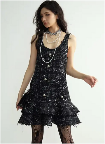 Holidee Sequin Ruffle Dress by Marigold Shadows Marigold Shadows