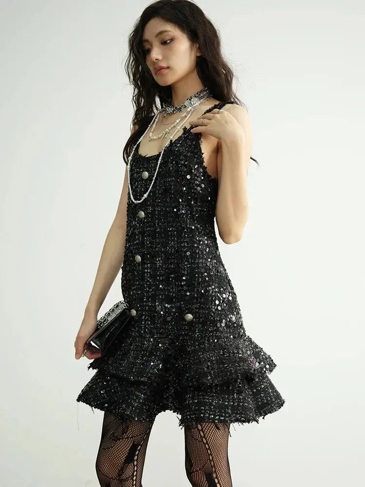 Holidee Sequin Ruffle Dress by Marigold Shadows Marigold Shadows