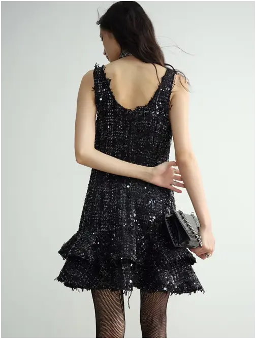 Holidee Sequin Ruffle Dress by Marigold Shadows Marigold Shadows