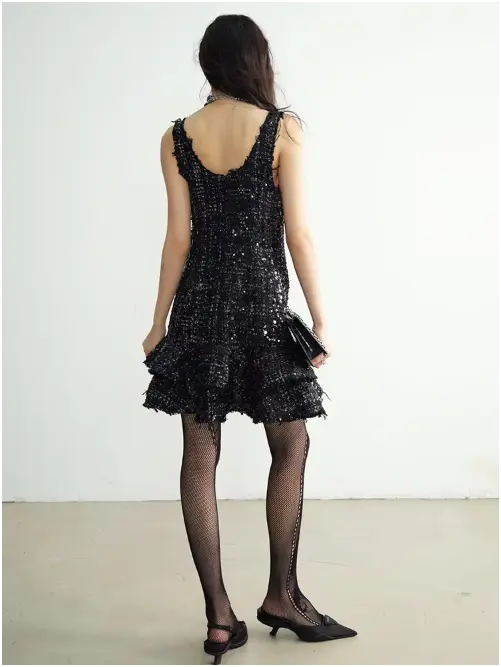 Holidee Sequin Ruffle Dress by Marigold Shadows Marigold Shadows