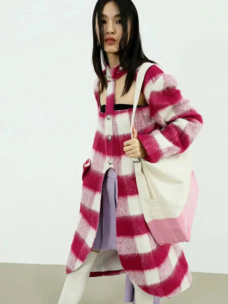 Hurnana Plaid Cut Out Coat by Marigold Shadows Marigold Shadows