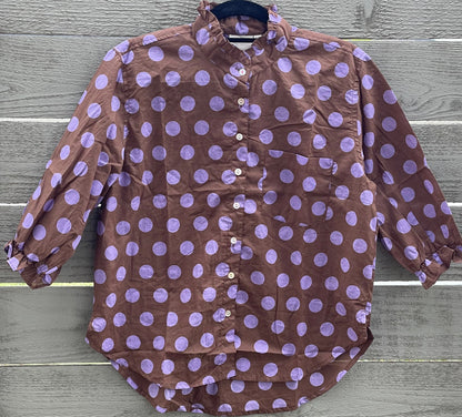 Good Girlfriend Shirt With Ruffle Trim - True Dot Cocoa Lavender