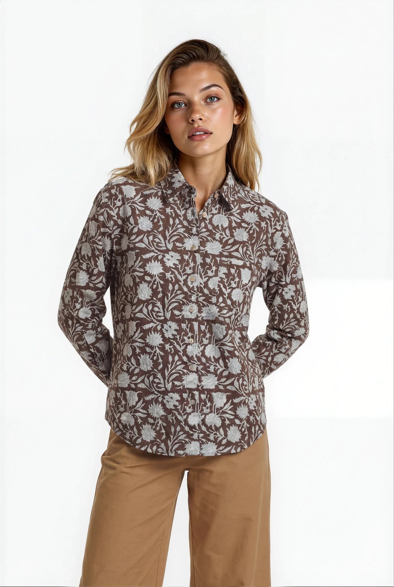 Good Boyfriend Shirt - Floral Escape Pinecone and Cerulean