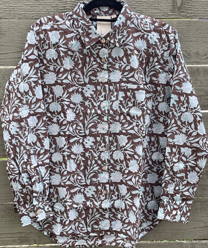 Good Boyfriend Shirt - Floral Escape Pinecone and Cerulean