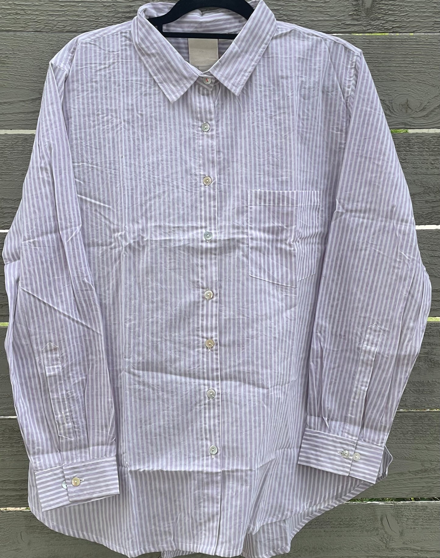 Good Boyfriend Shirt - Menswear Stripe Lavender