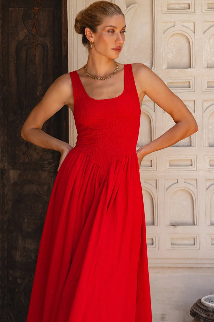 Indira Smocked Midi Dress by Bali Lane Bali Lane