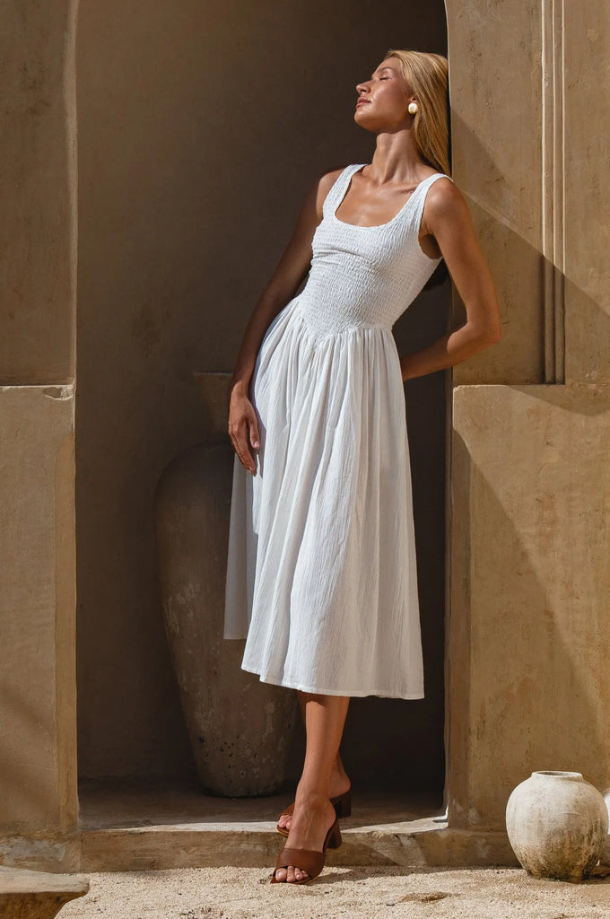 Indira Smocked Midi Dress by Bali Lane Bali Lane