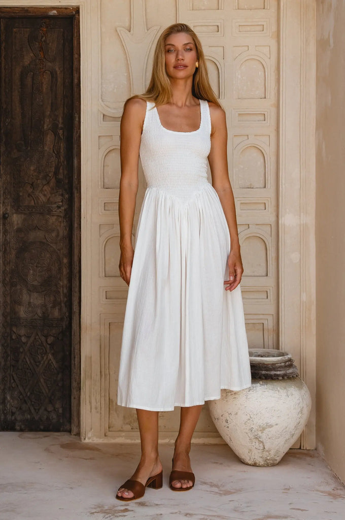 Indira Smocked Midi Dress by Bali Lane Bali Lane