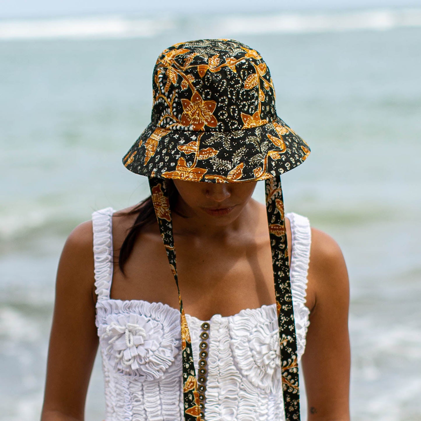 JASMINE Chinoiserie Batik Hat in Brown and Black