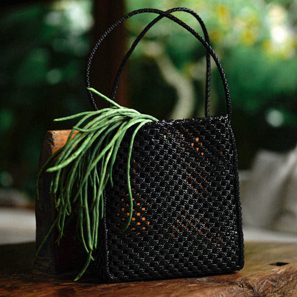 Julian Recycled Market Tote Bag in Black