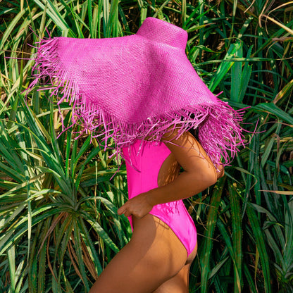 JUPITER Open-Back Recycled One-Piece Swimsuit in Hot Pink
