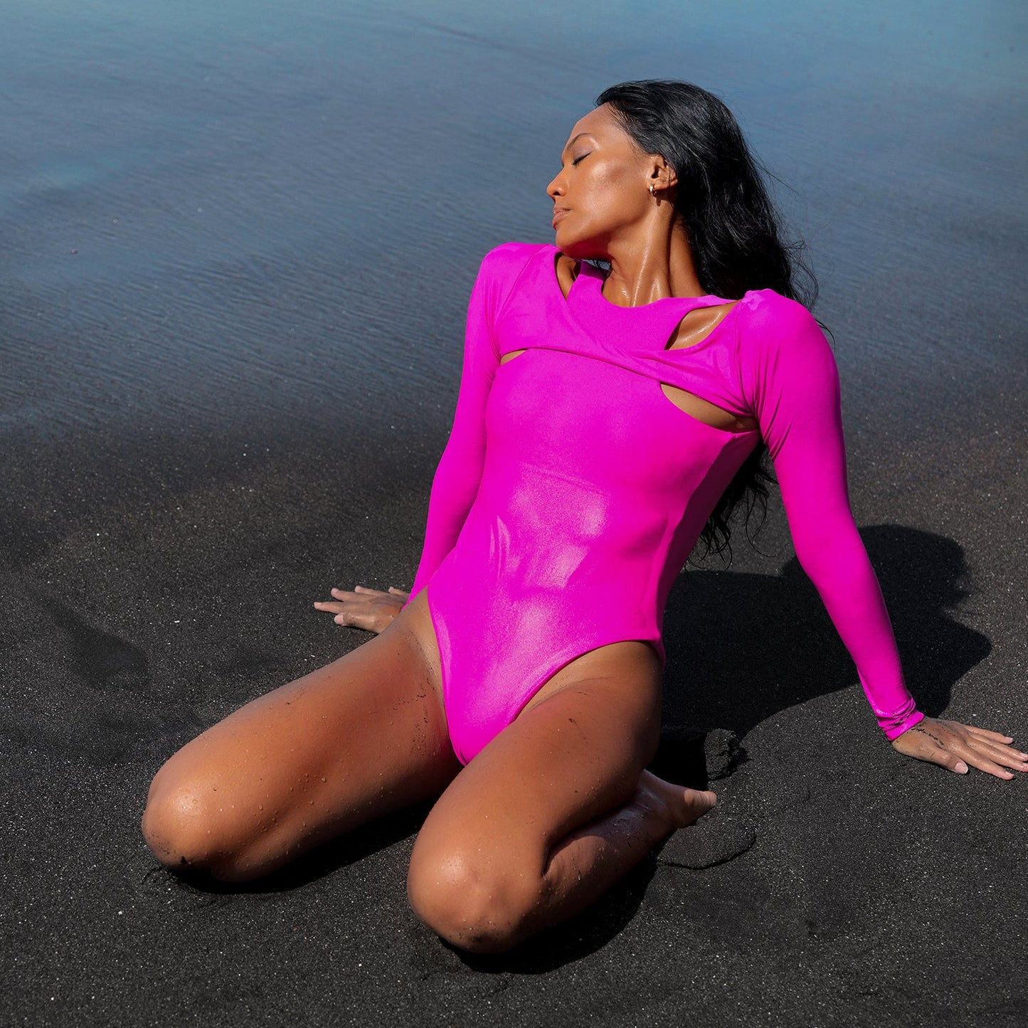 JUPITER Open-Back Recycled Two-Piece Swimsuit in Hot Pink