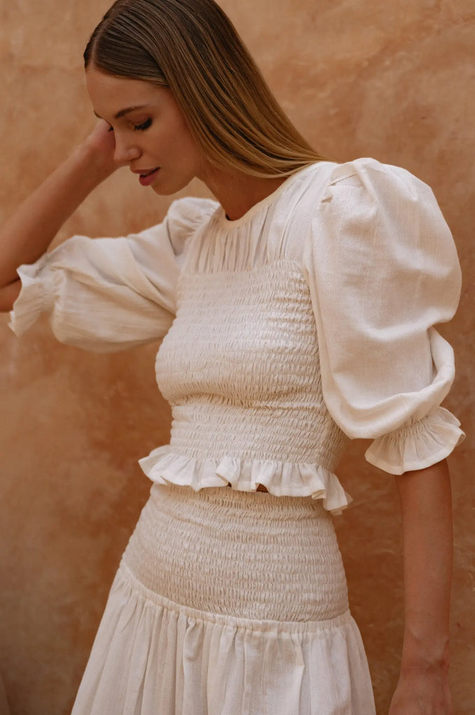 Jaffa Smocked Linen Top by Bali Lane Bali Lane