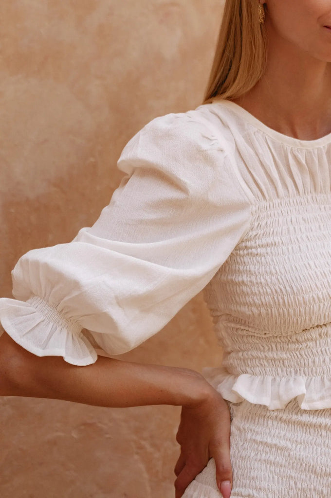 Jaffa Smocked Linen Top by Bali Lane Bali Lane