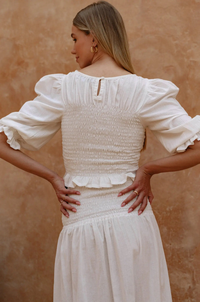 Jaffa Smocked Linen Top by Bali Lane Bali Lane