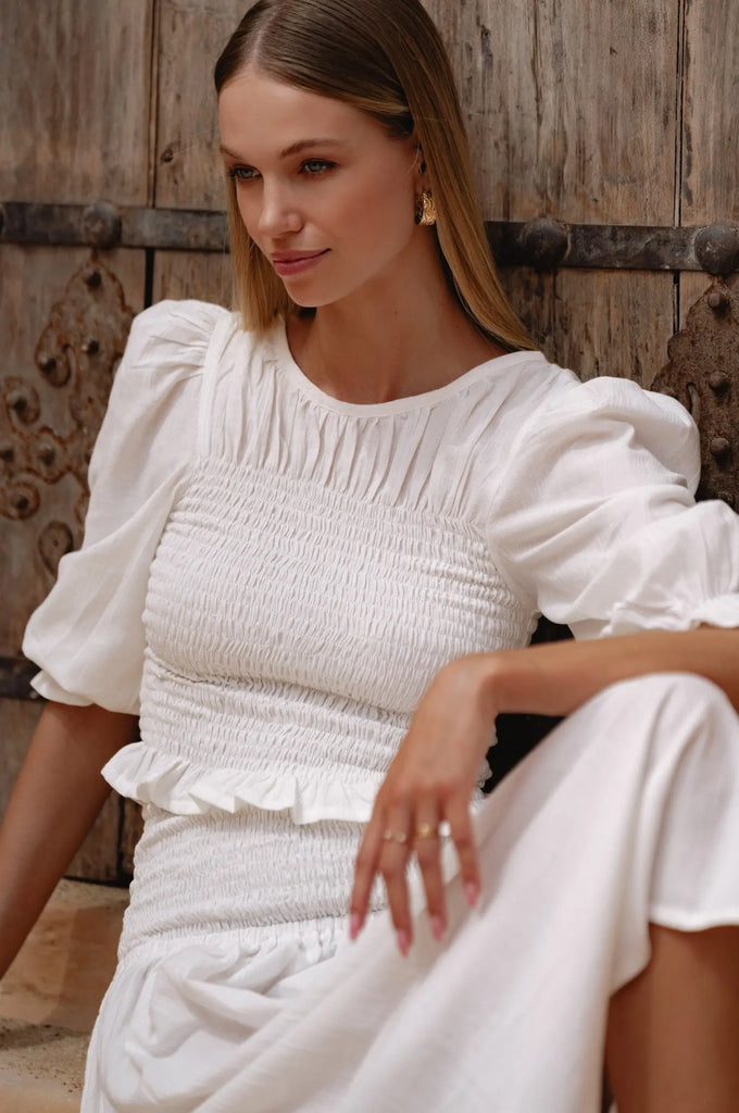 Jaffa Smocked Linen Top by Bali Lane Bali Lane