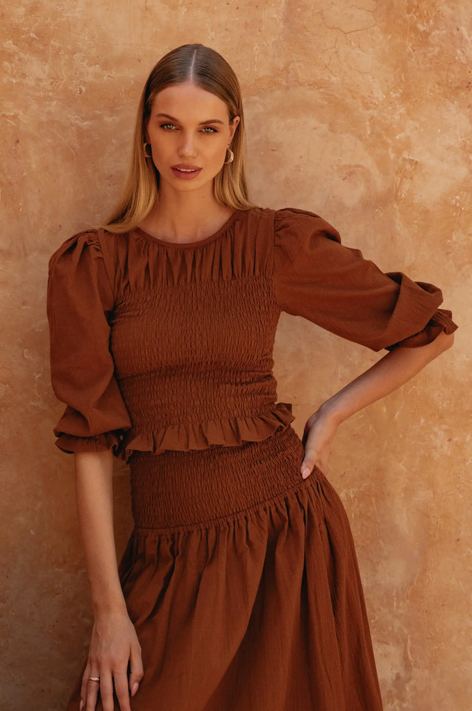 Jaffa Smocked Linen Top by Bali Lane Bali Lane