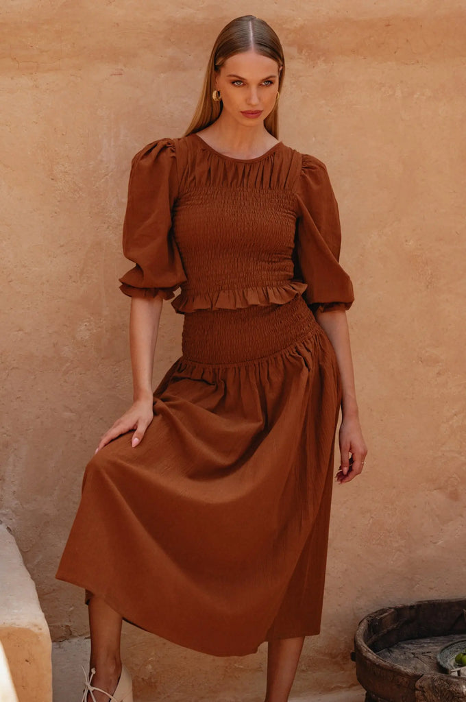 Jaffa Smocked Linen Top by Bali Lane Bali Lane