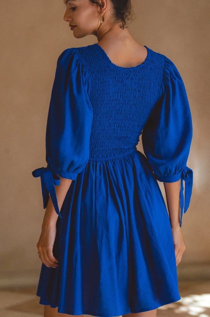 Jolie Puff Sleeve Linen Mini Dress by Bali ELF Bali ELF