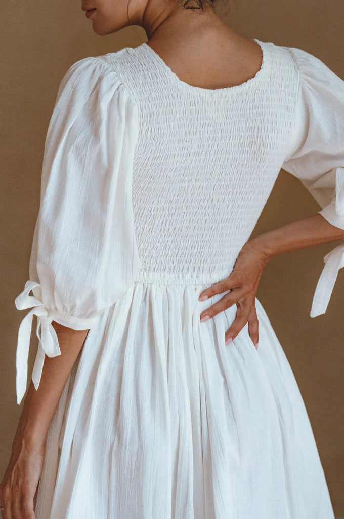 Jolie Puff Sleeve Linen Mini Dress by Bali ELF Bali ELF