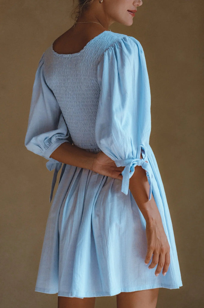 Jolie Puff Sleeve Linen Mini Dress by Bali ELF Bali ELF